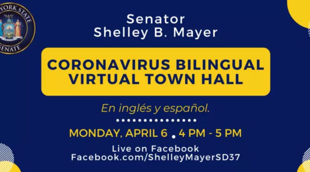 Monday April 6 4-5pm Live Bilingual Town Hall Meeting with State Senator Shelley Mayer